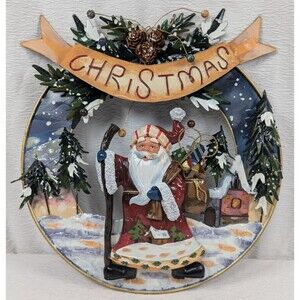 Home Interiors and Gifts - Christmas - 3D Wall Hanging Santa Clause